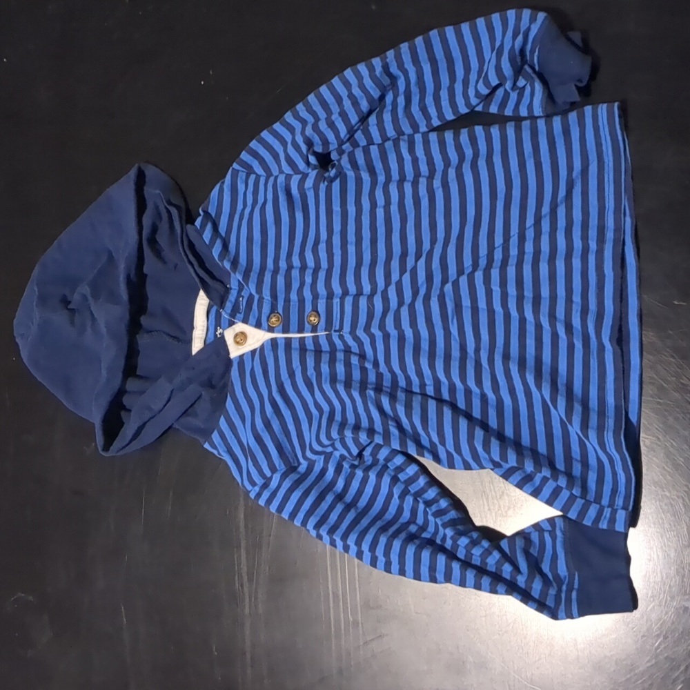Carter's blue stripes hooded Henley 3T